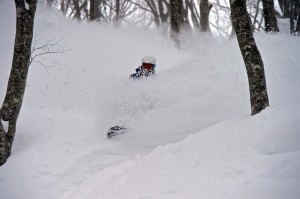 Geraldine Grand in the powder at Hakuba.